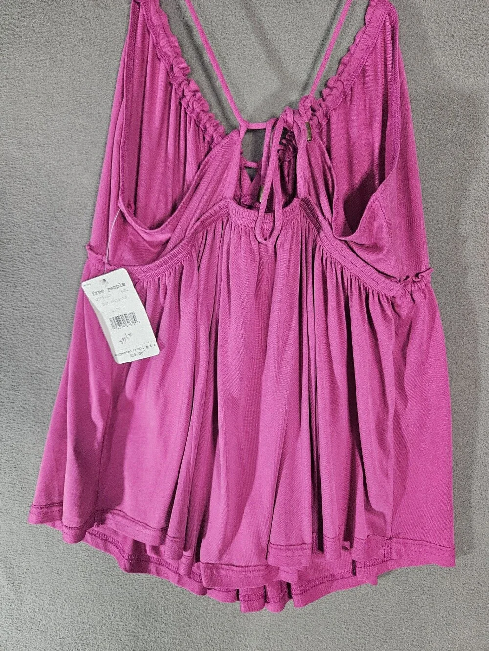 NWT Free People Sundrop Camisole Size Small Fusha Pink Strappy Oversized Tank